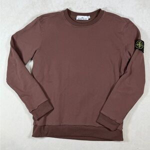 Stone Island XL Slim Fit Chocolate Classic Crewneck Sweater with Arm Patch EUC